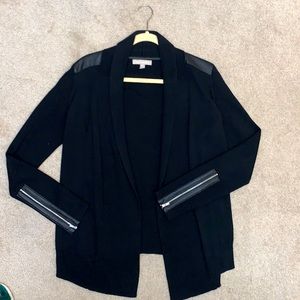 Black Cardigan with faux leather accents-medium